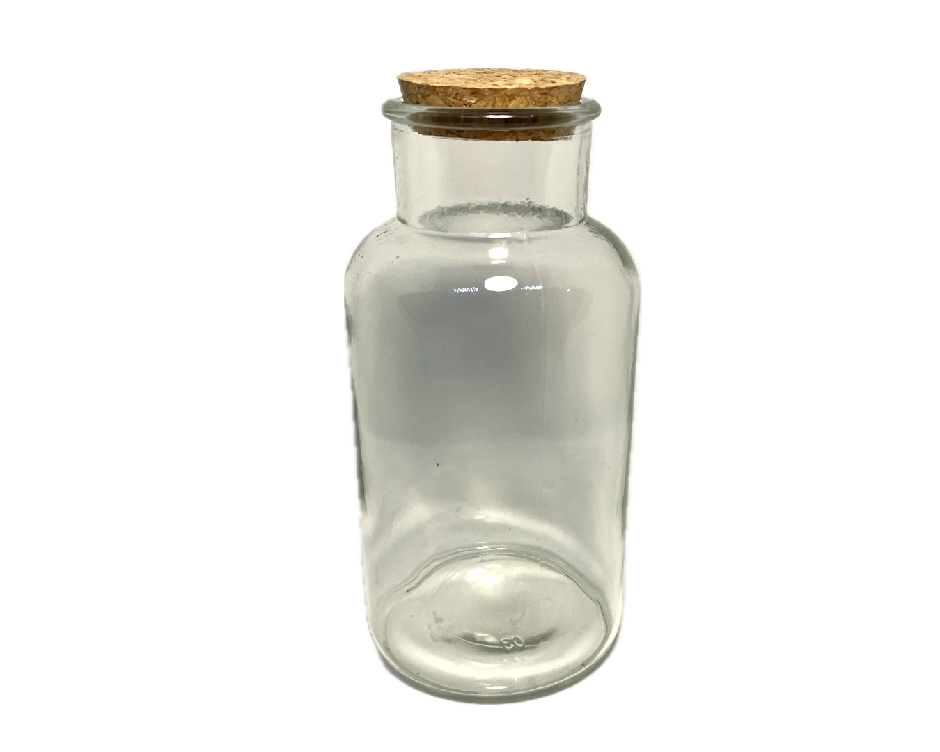 Clear glass terrarium bottle with cork top